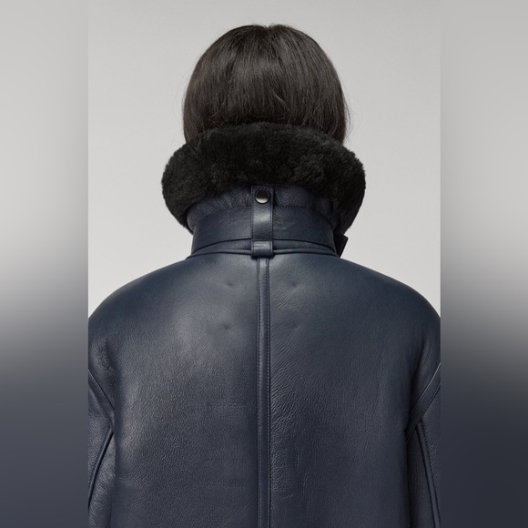 The Arrivals Moya V Navy Shearling jacket NEW WITH TAGS - Picture 6 of 7